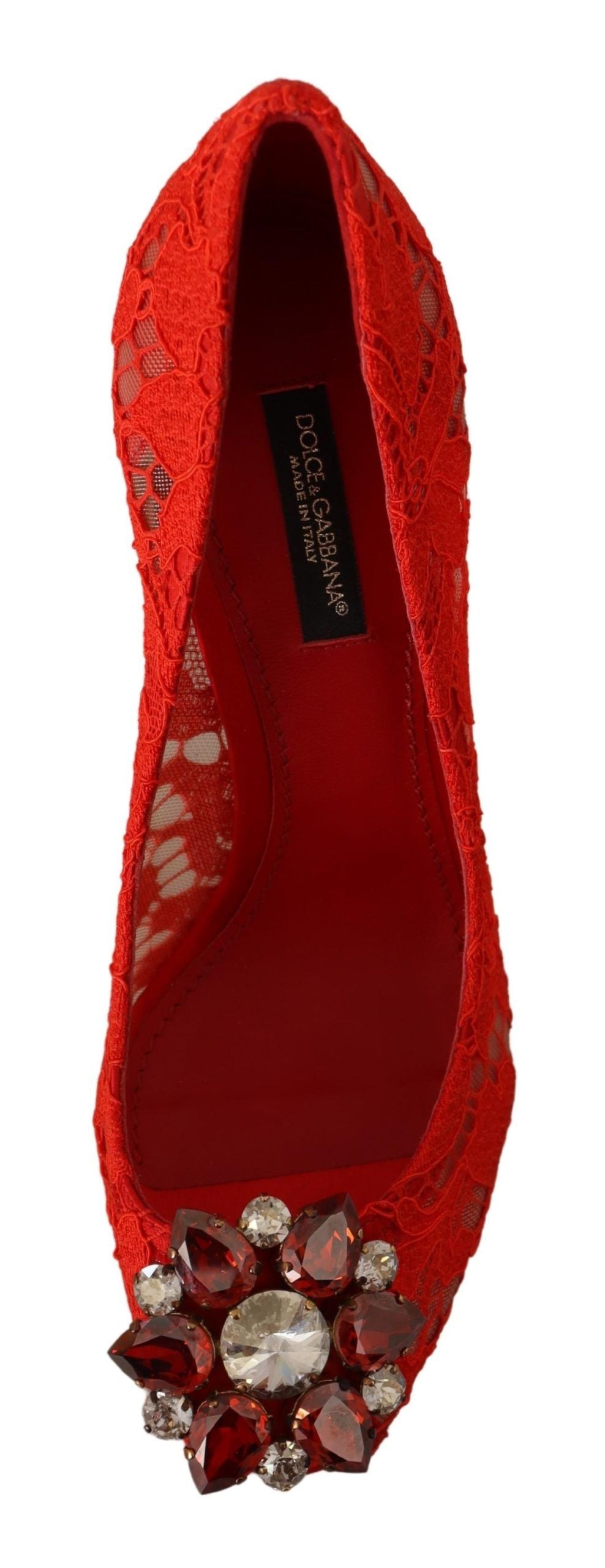 Red Taormina Lace Crystal Heels Pumps