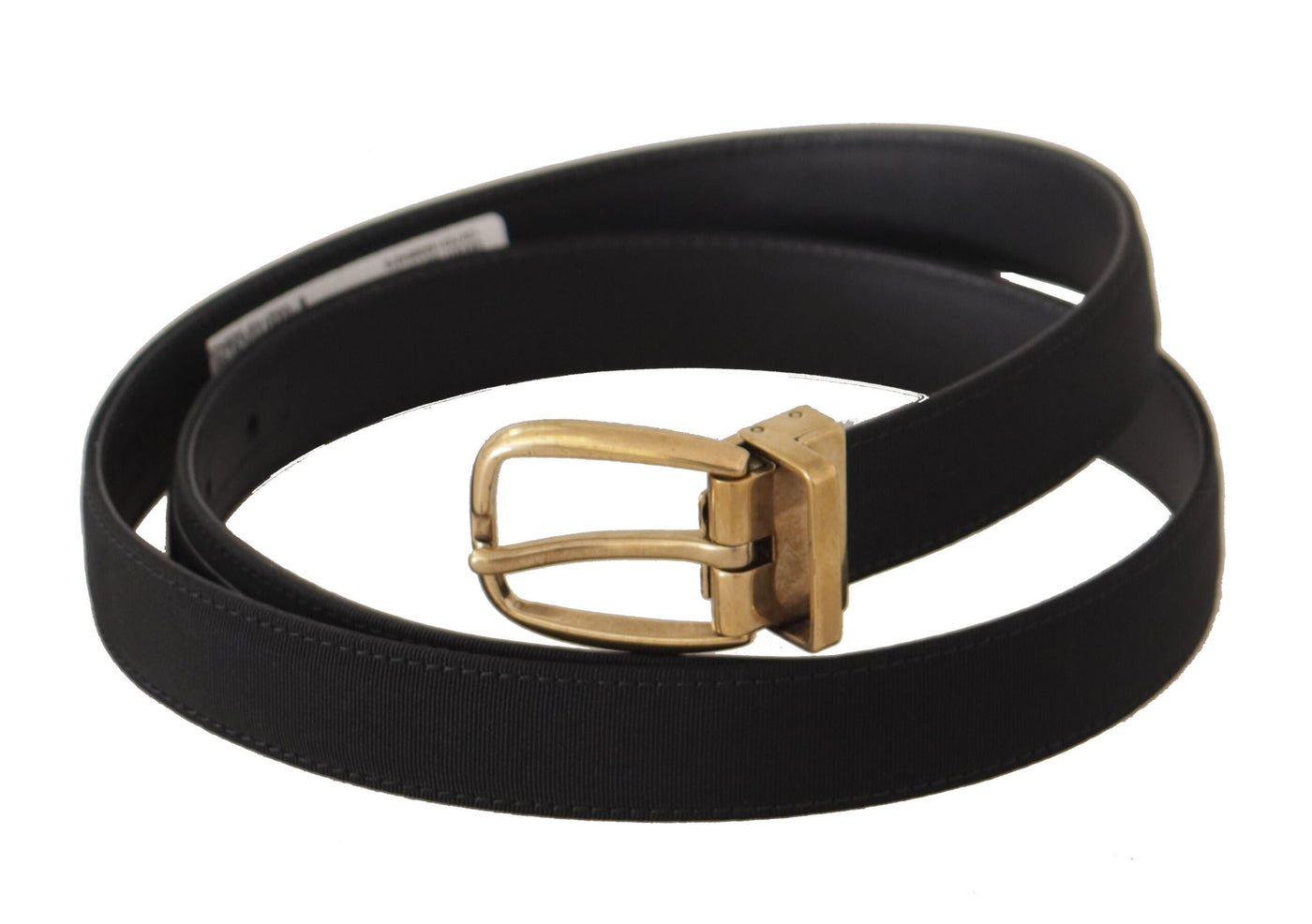 Black Grosgrain Canvas Gold Metal Buckle Belt