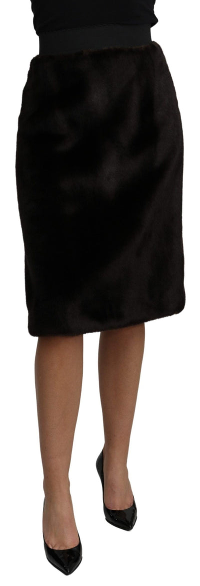 Black High Waist Pencil Cut Knee Length Skirt