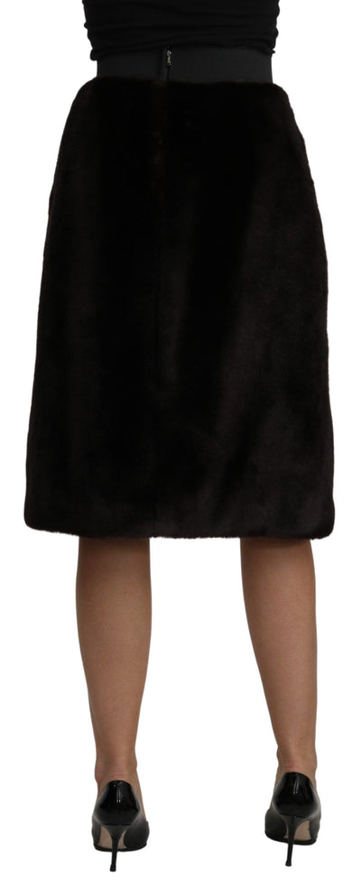 Black High Waist Pencil Cut Knee Length Skirt