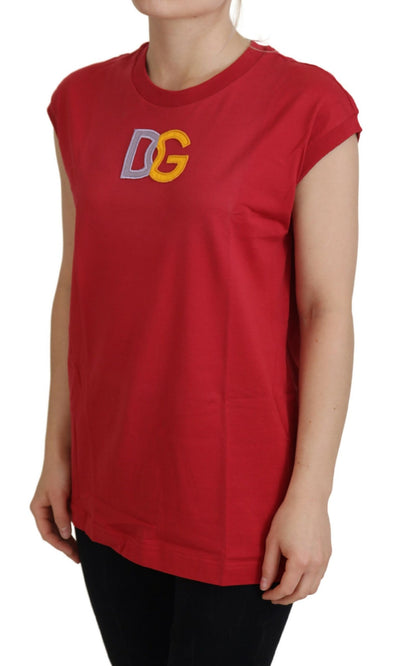 Red Cotton DG Logo Tank Top T-shirt