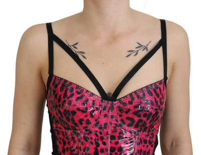 Pink Leopard Print Cropped Bustier Corset Top