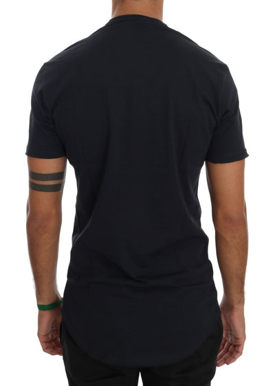 Black Cotton Crew Neck Pocket T-shirt