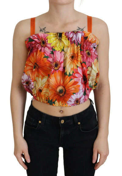 Blouse Cropped Floral Cotton Tank Top