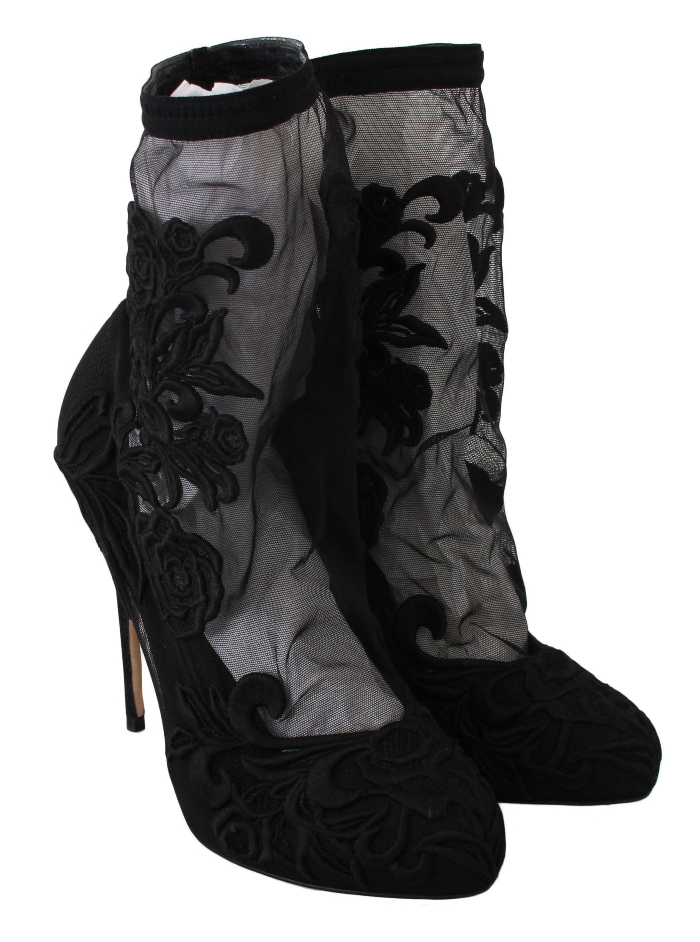 Black Roses Stilettos Booties Socks Shoes