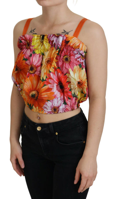 Blouse Cropped Floral Cotton Tank Top