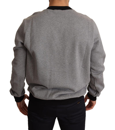 Gray Crown King Print Cotton Sweater