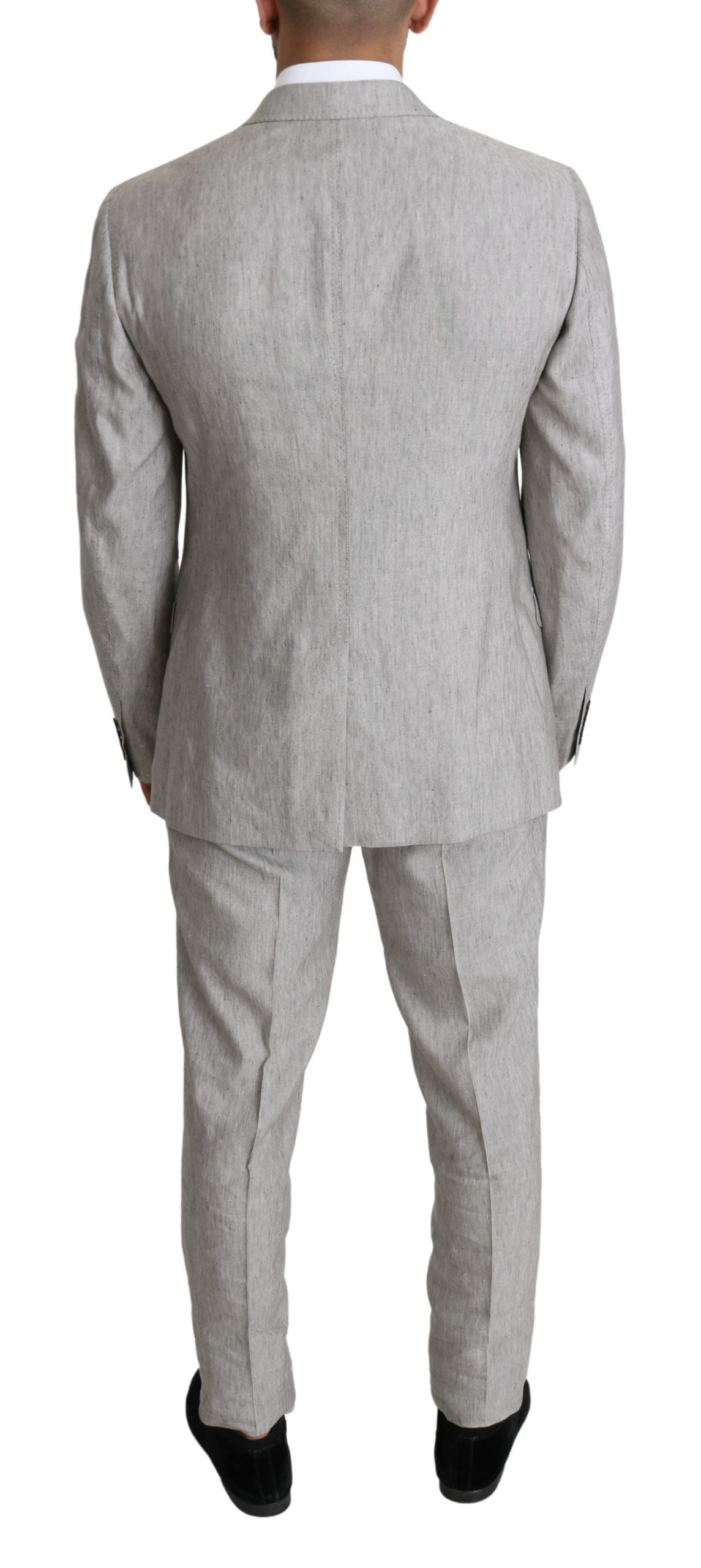 Gray Single Breasted 2 Piece Linen NAPOLI Suit