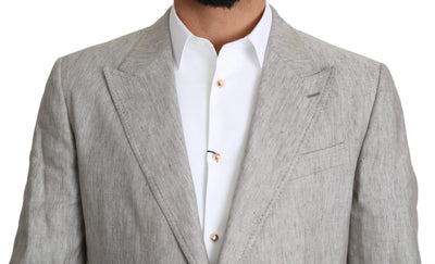 Gray Single Breasted 2 Piece Linen NAPOLI Suit