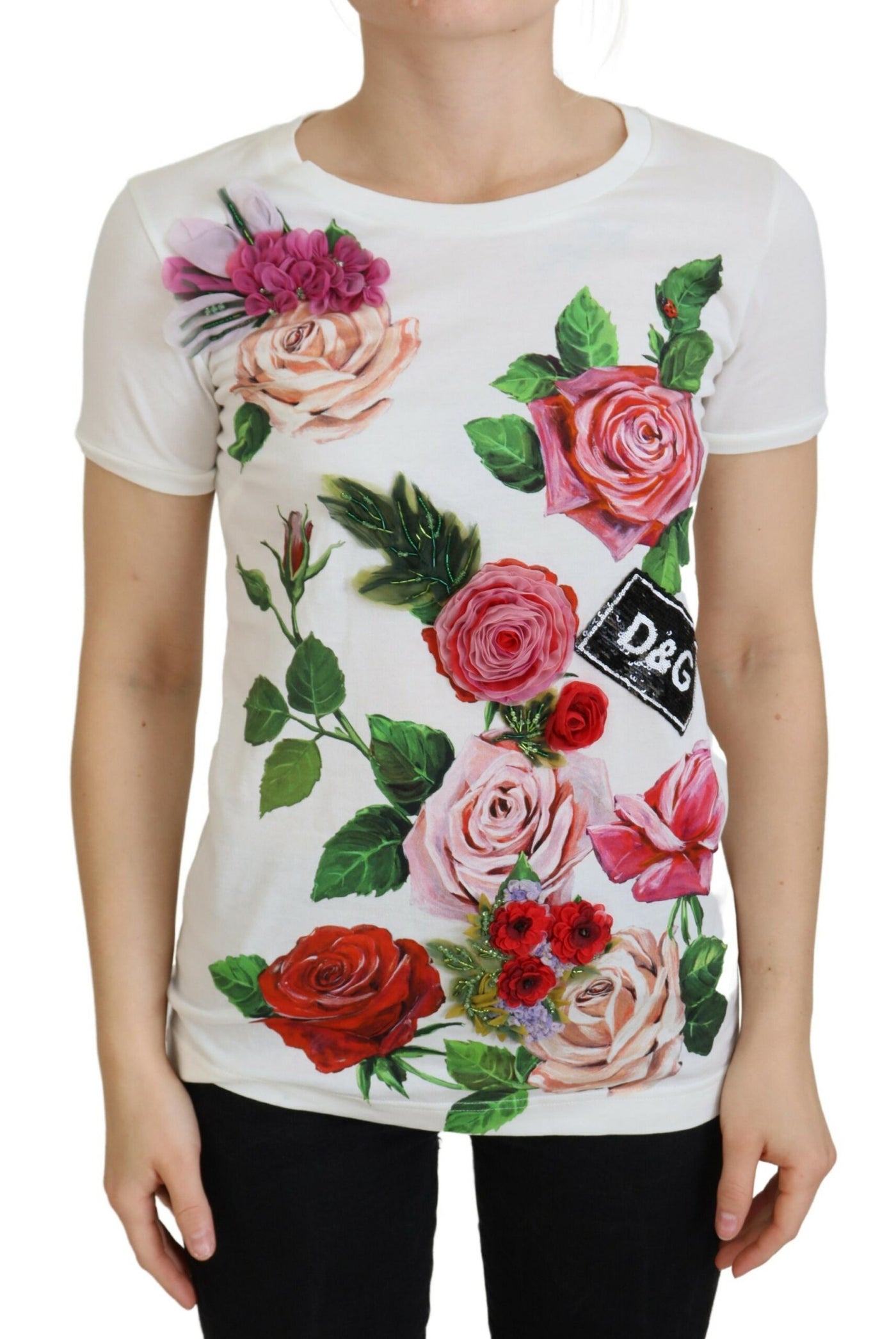 White Rose DGLogo Printed Short Sleeves Top