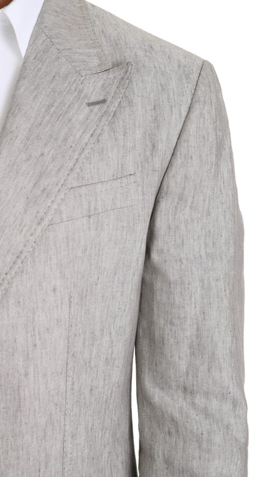 Gray Single Breasted 2 Piece Linen NAPOLI Suit