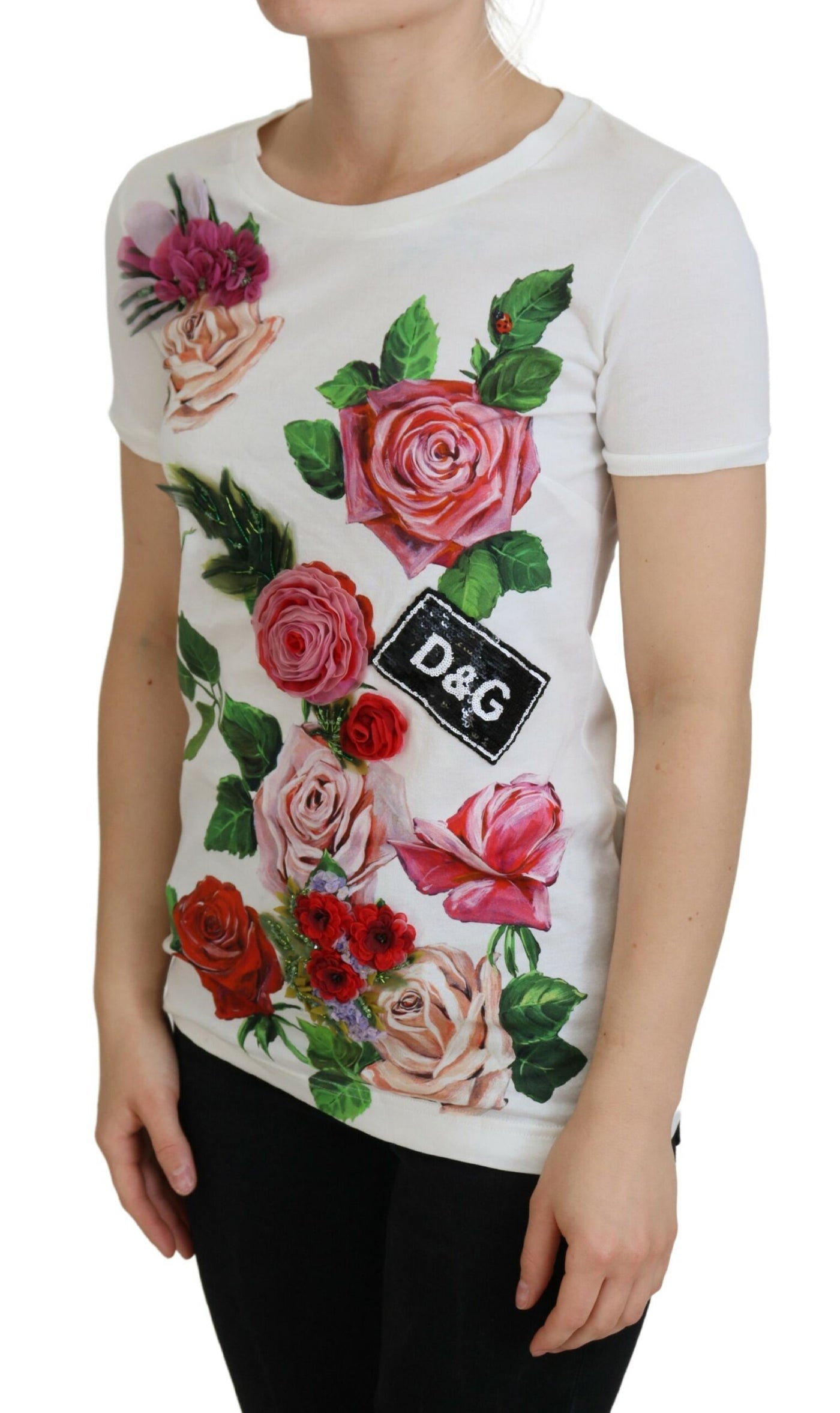 White Rose DGLogo Printed Short Sleeves Top