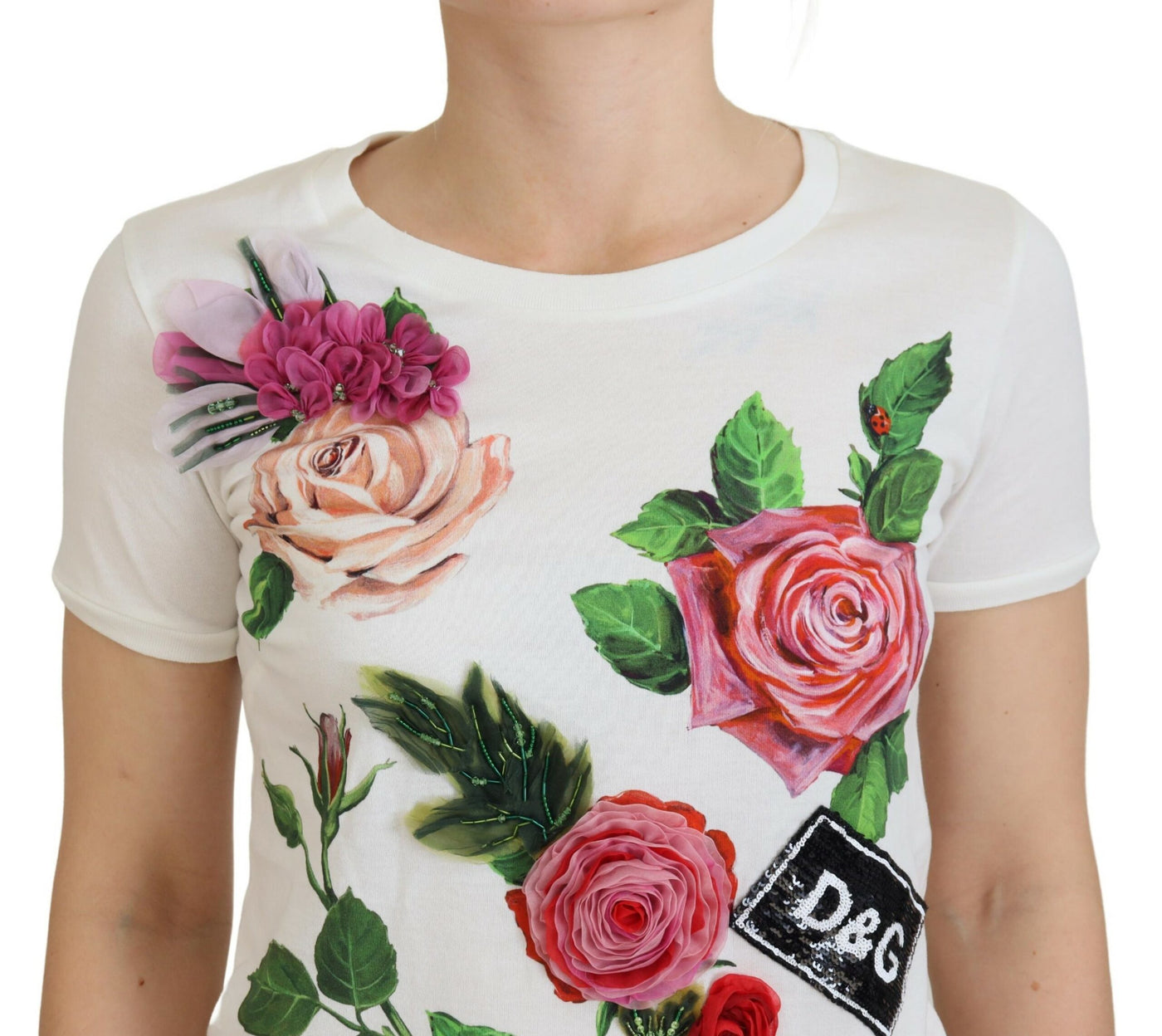 White Rose DGLogo Printed Short Sleeves Top