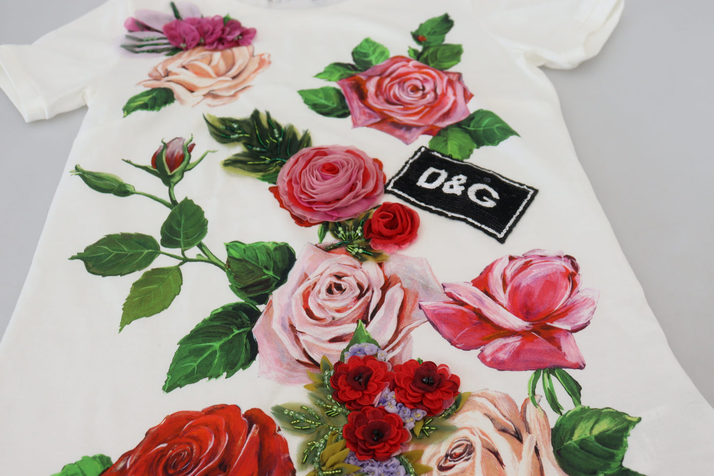 White Rose DGLogo Printed Short Sleeves Top