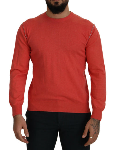 Orange Cotton Crewneck Pullover Sweatshirt Sweater