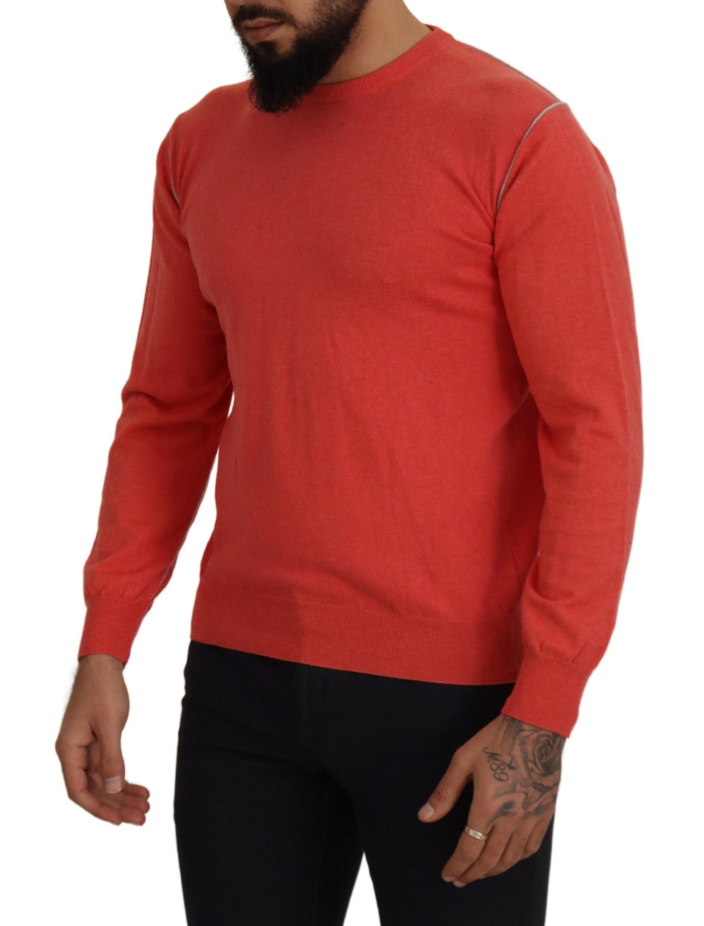 Orange Cotton Crewneck Pullover Sweatshirt Sweater