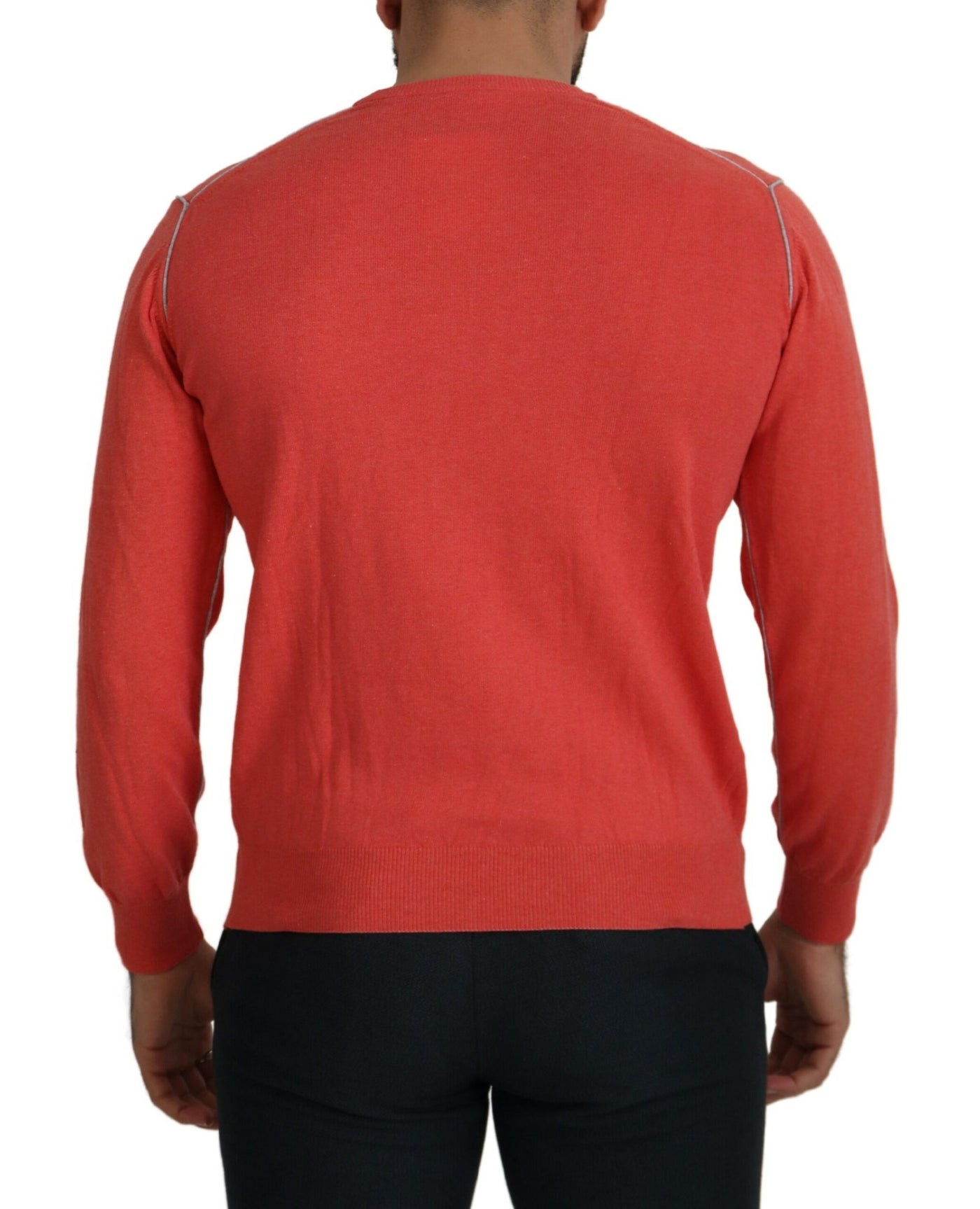 Orange Cotton Crewneck Pullover Sweatshirt Sweater