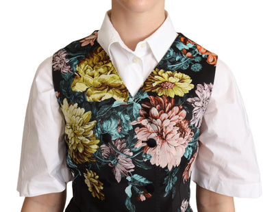 Black Jacquard Floral Waistcoat Vest