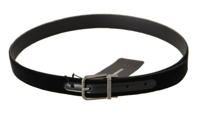 Black Cotton Silver Tone Metal Buckle Belt