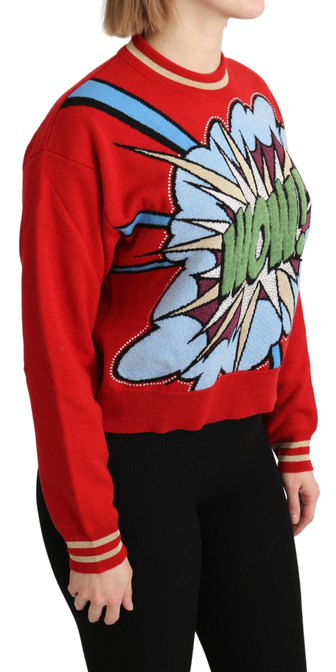 Red Knitted Cashmere Cartoon Top Sweater