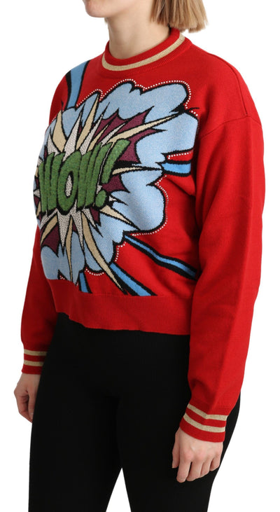 Red Knitted Cashmere Cartoon Top Sweater