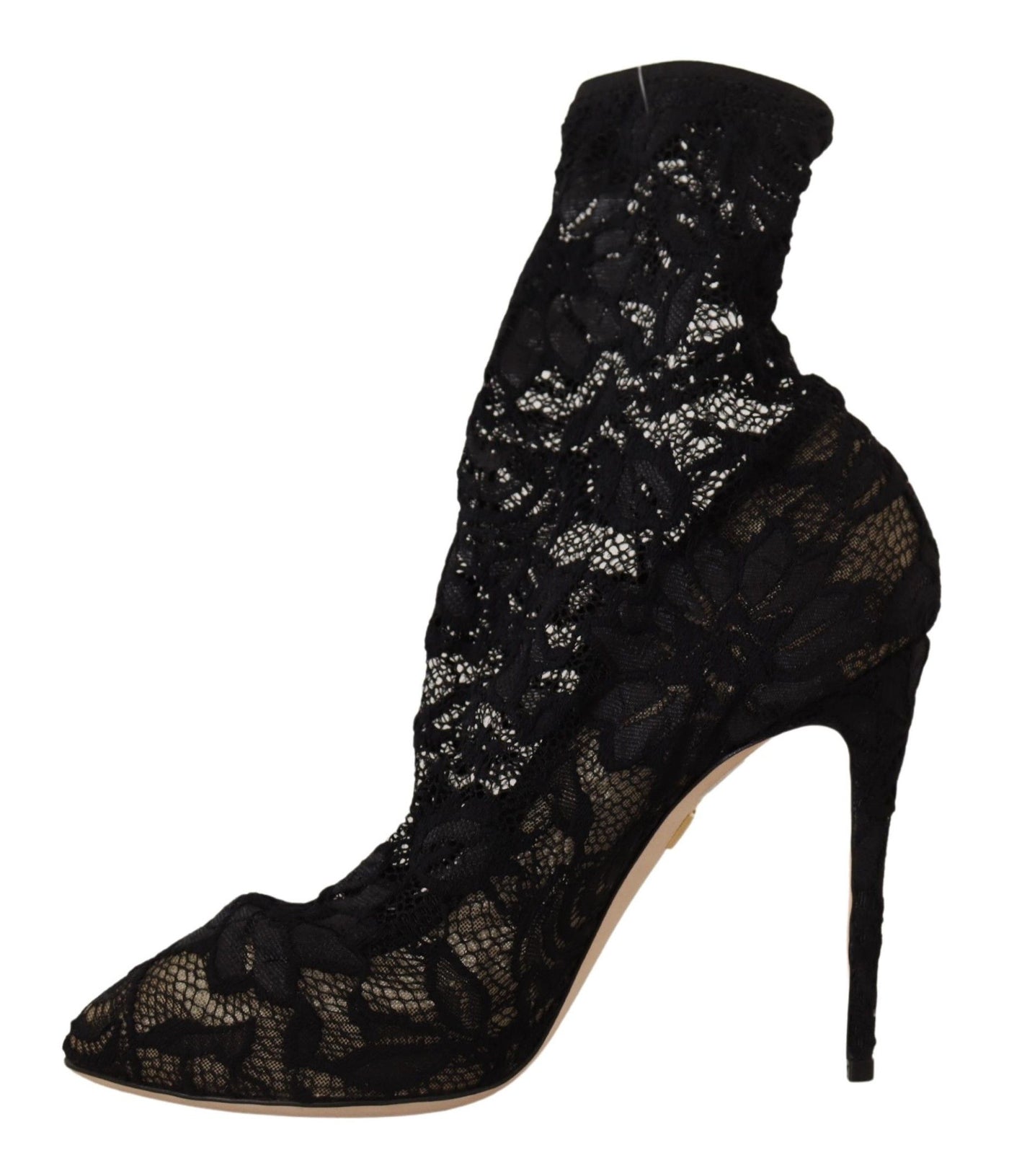 Black Stretch Socks Taormina Lace Boots Shoes