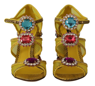 Yellow Leather Crystal Ayers Sandals Shoes