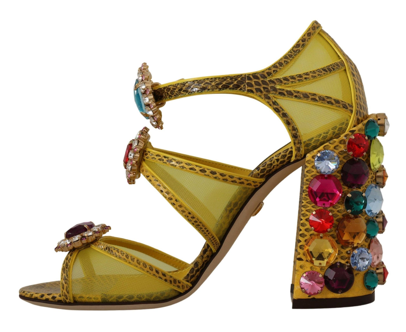 Yellow Leather Crystal Ayers Sandals Shoes