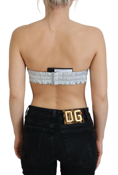 Silver Holographic Effect Bustier Brassiere Top