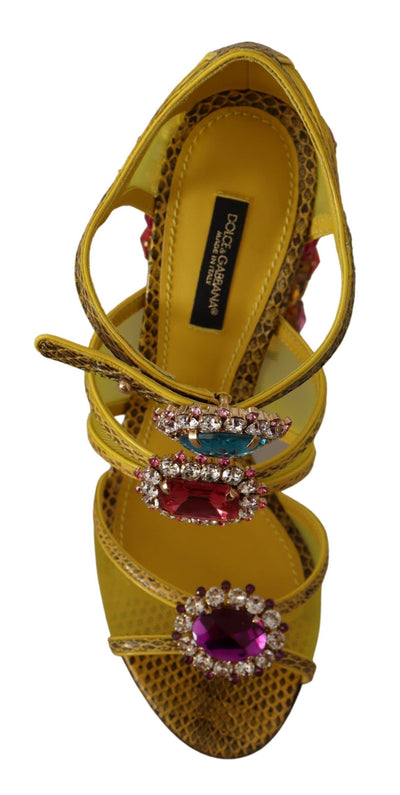 Yellow Leather Crystal Ayers Sandals Shoes