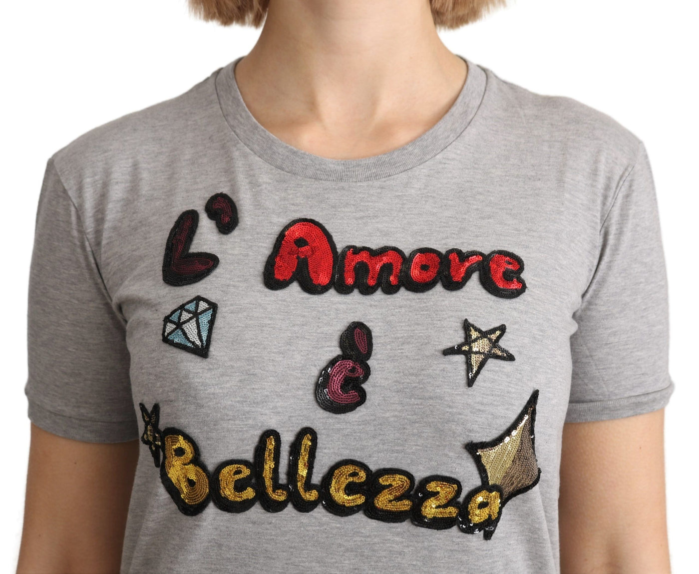 Gray Cotton Amore e Bellezza Top T-shirt