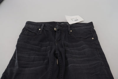 Black Washed Low Waist Slim Fit Cotton Denim Jeans