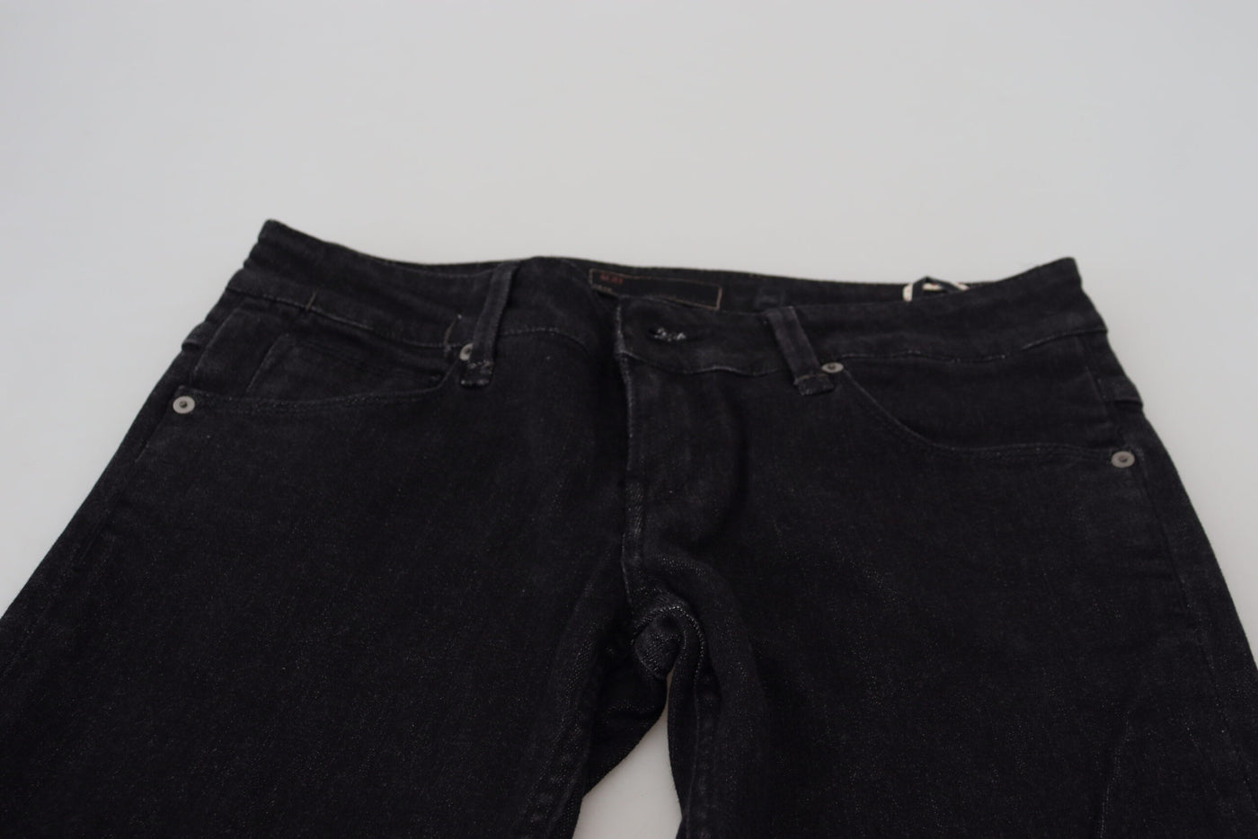 Black Low Waist Slim Fit Cotton Denim Jeans