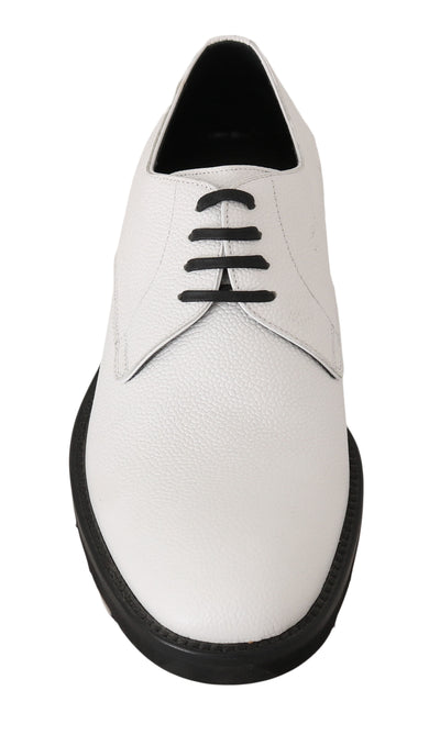 White Leather Derby Dress Formal Shoes