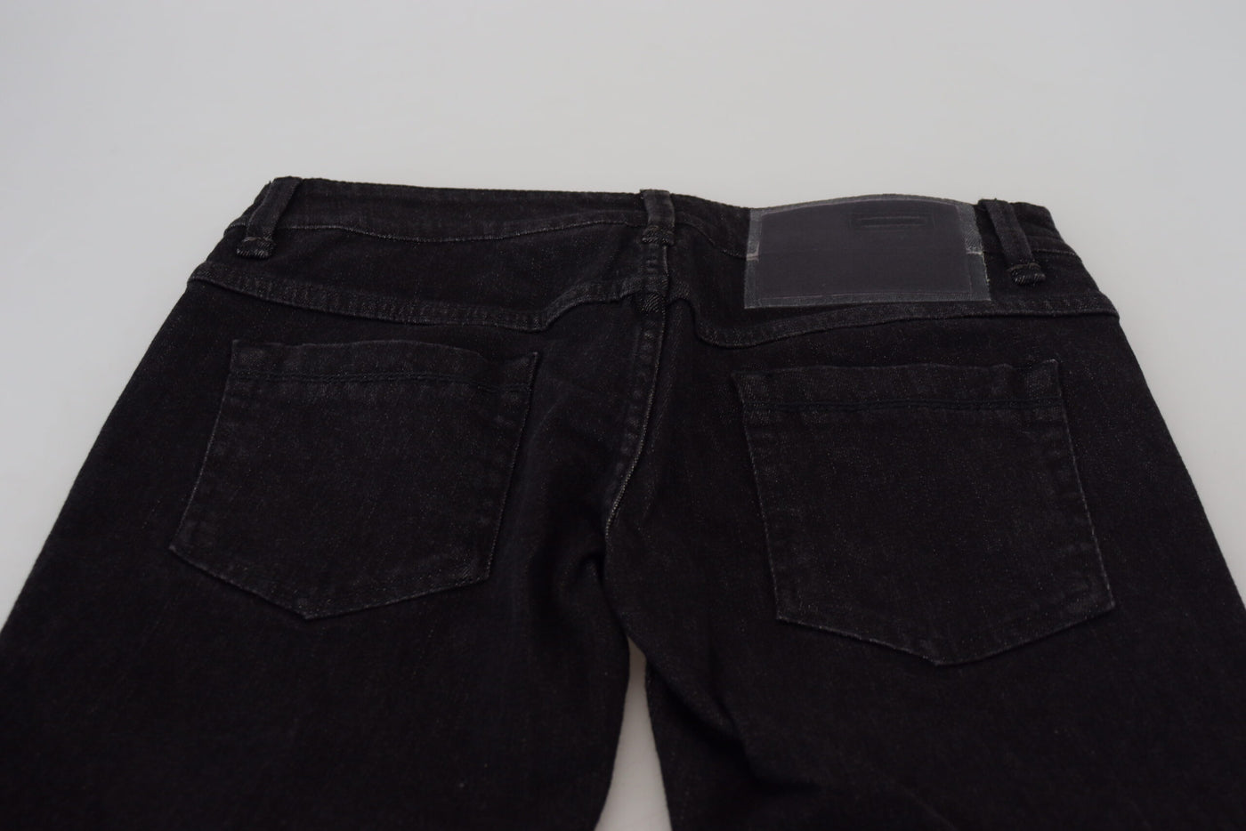 Black Low Waist Slim Fit Cotton Denim Jeans