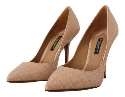 Beige Leather Bellucci Heels Pumps Shoes