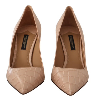 Beige Nude Leather BELLUCCI Heels Pumps Shoes