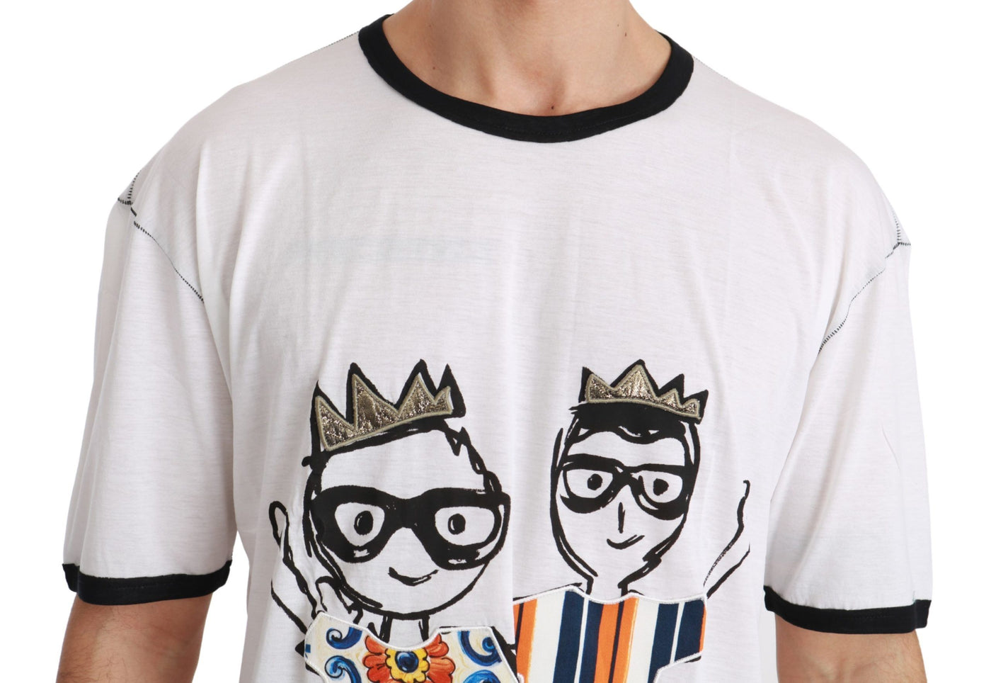 White Men Print #dgfamily Cotton T-shirt