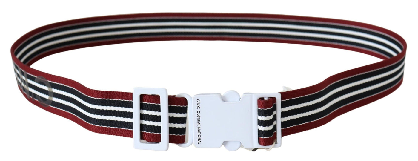 Black Red Stripe White Logo Buckle Waist Belt