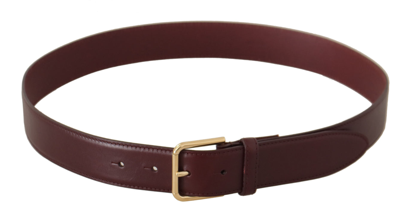 Brown Calf Leather Gold Tone Metal Buckle Belt