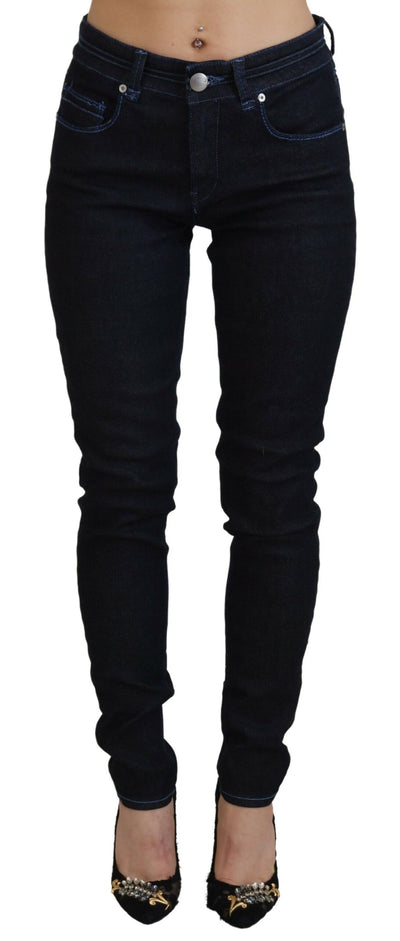 Dark Blue Low Waist Slim Fit Women Denim Jeans