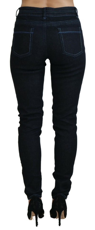 Dark Blue Low Waist Slim Fit Women Denim Jeans