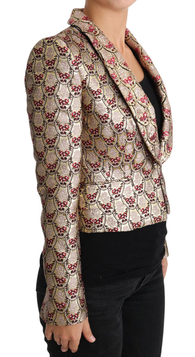 Gold Floral Sequined Blazer Coat Jacket