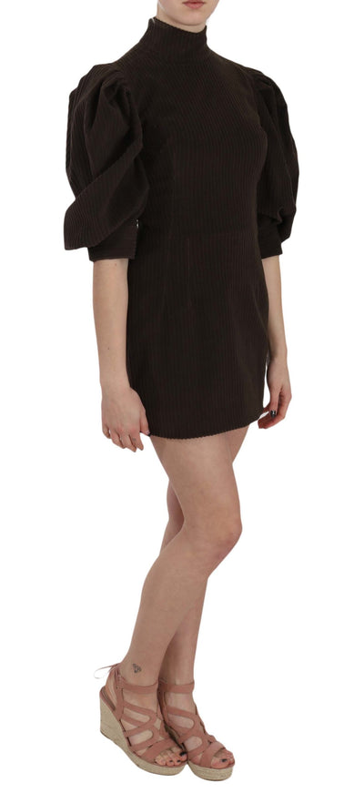 Brown Corduroy Bodycon Cotton Mini Dress