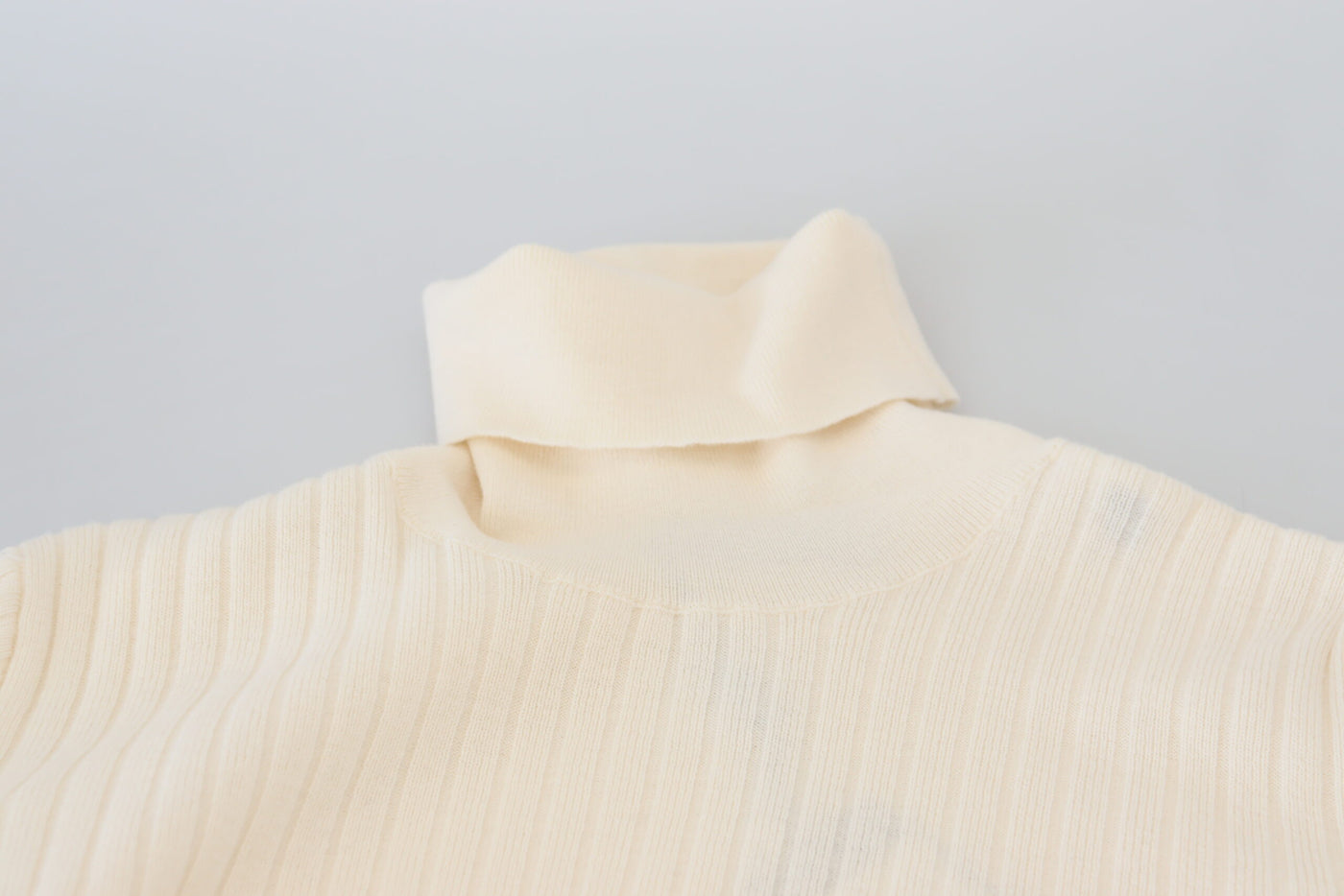 Ivory Turtleneck Distressed Cuff Pullover Sweater