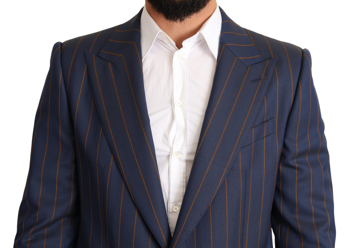 Blue Striped Wool Slim Fit Blazer Jacket