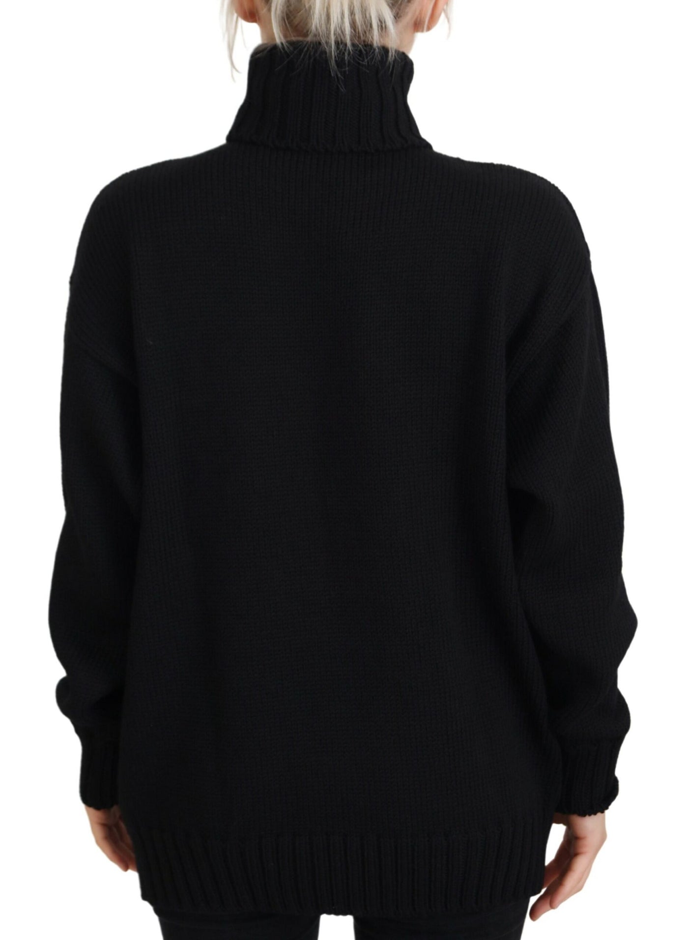 Black Turtleneck Red Roses Pullover Sweater