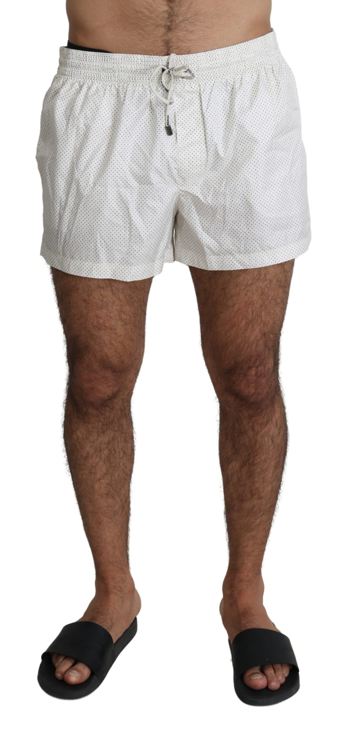 White Polka Beachwear Shorts Mens Swimshorts