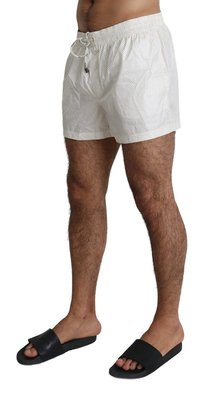 White Polka Beachwear Shorts Mens Swimshorts