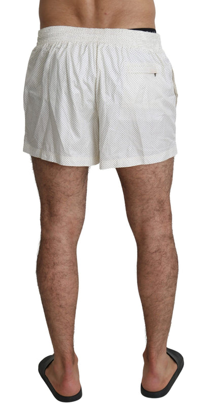 White Polka Beachwear Shorts Mens Swimshorts